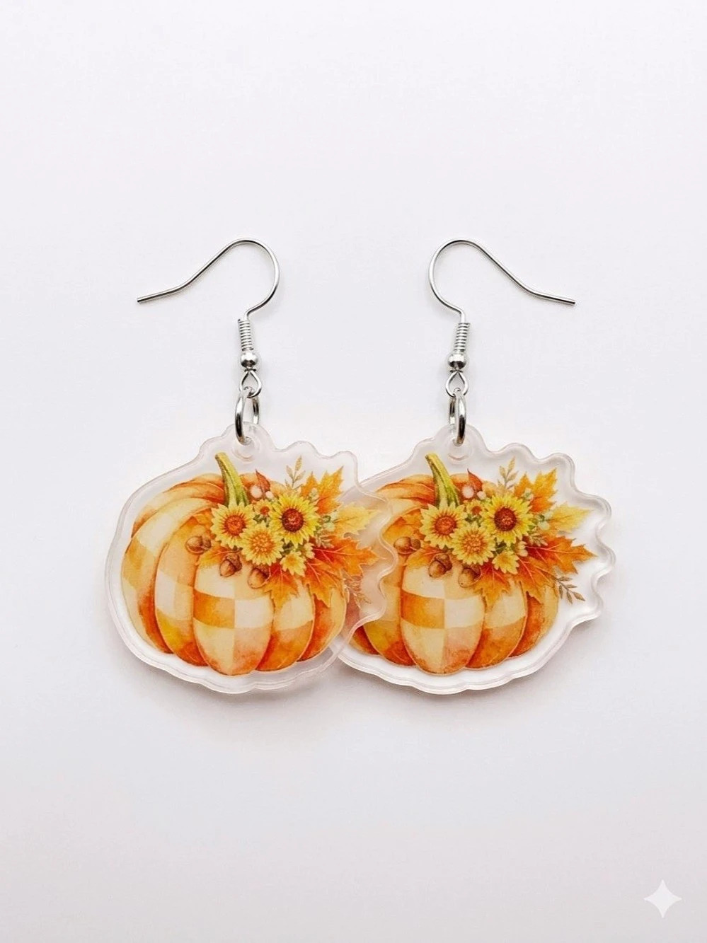 Pumpkin Gingham Earrings Orange & Yellow NWT